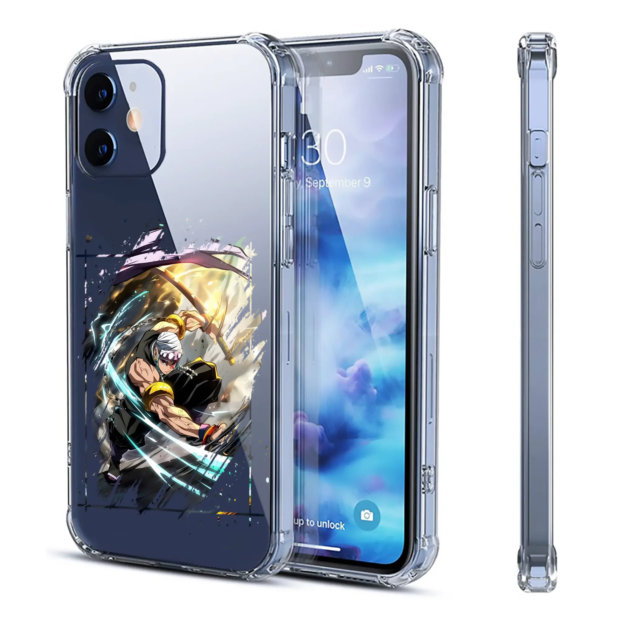 鬼滅の刃 グッズ,宇髄 天元 - IPhone 12シリーズ対応 ・ 透明スマホケース ・ クリアソフトケース ・ TPU素材 ・ 耐衝撃 ・ 高密着 ・ 防汚 防指紋 ・ 簡単着脱